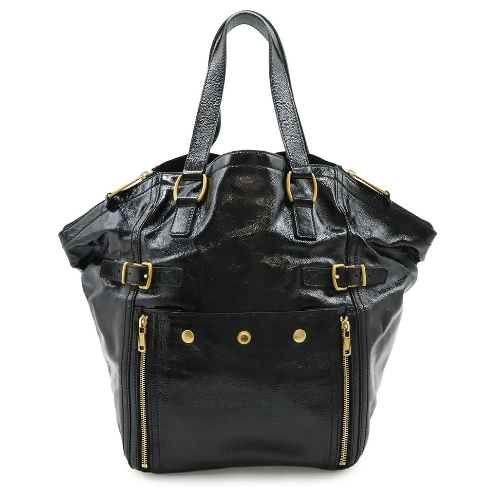 SAINT LAURENT PARIS YSL Yves Rive Gauche Downtown Tote Bag Enamel Black